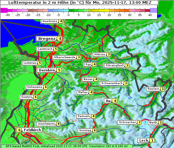 Temperatur, 17. 11. 2025