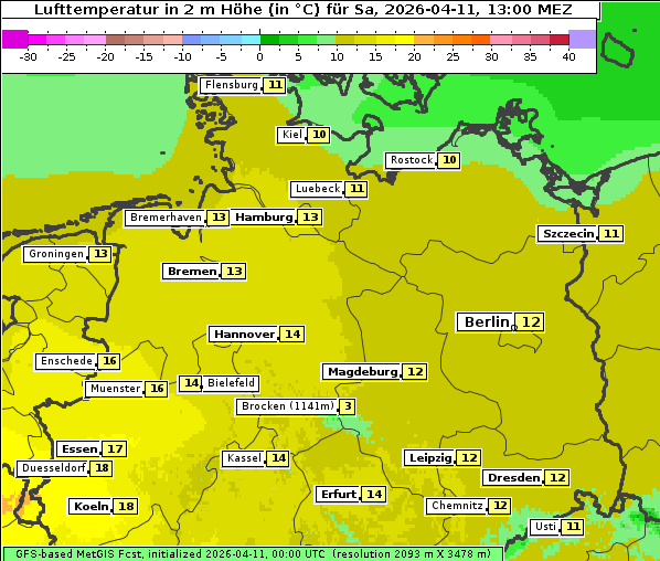 Temperatur, 11. 4. 2026