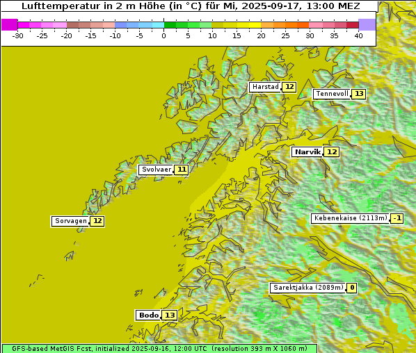 Temperatur, 17. 9. 2025
