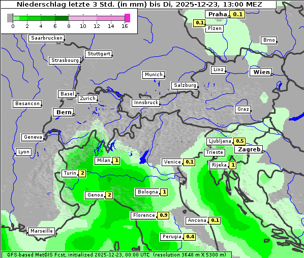 Niederschlag, 23. 12. 2025