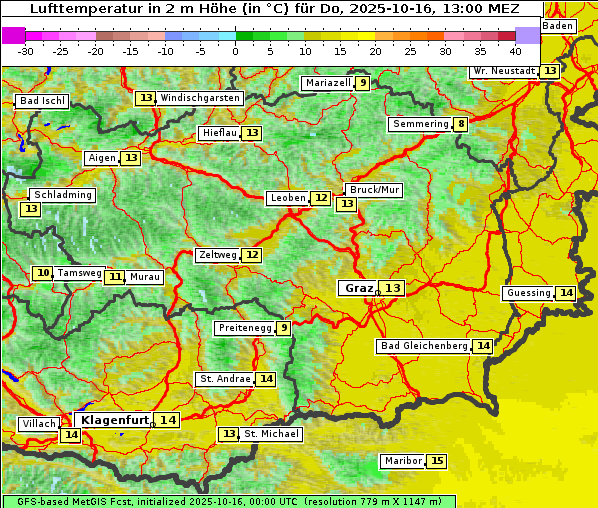 Temperatur, 16. 10. 2025