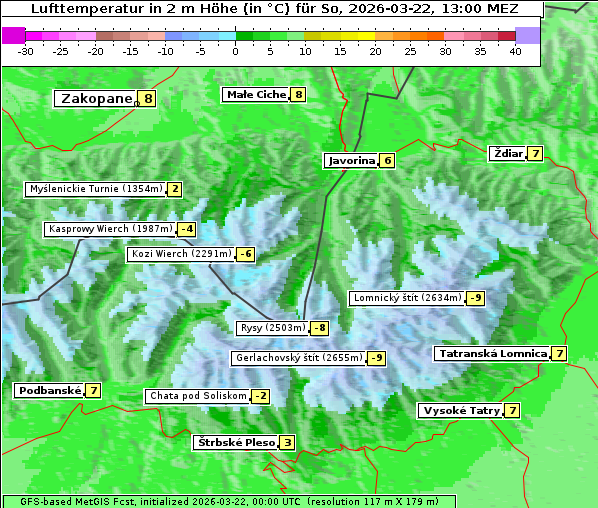 Temperatur, 22. 3. 2026
