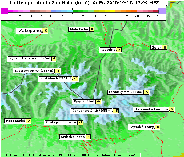 Temperatur, 17. 10. 2025