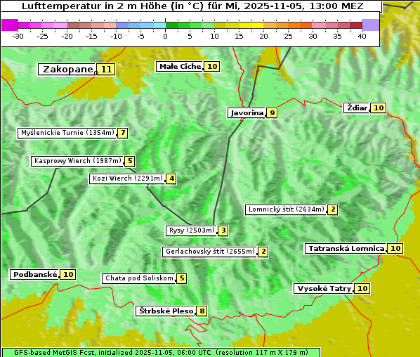 Temperatur, 5. 11. 2025