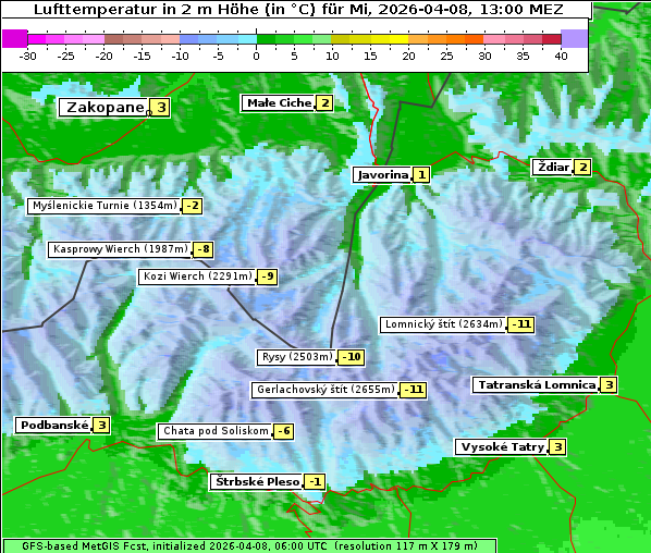 Temperatur, 8. 4. 2026