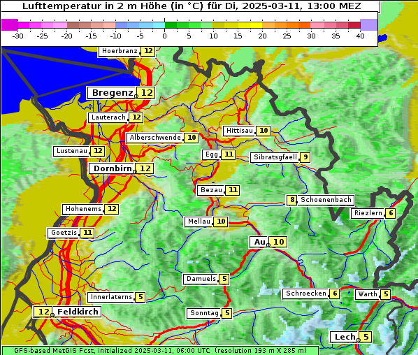 Temperatur, 11. 3. 2025