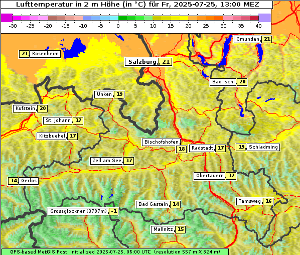 Temperatur, 25. 7. 2025