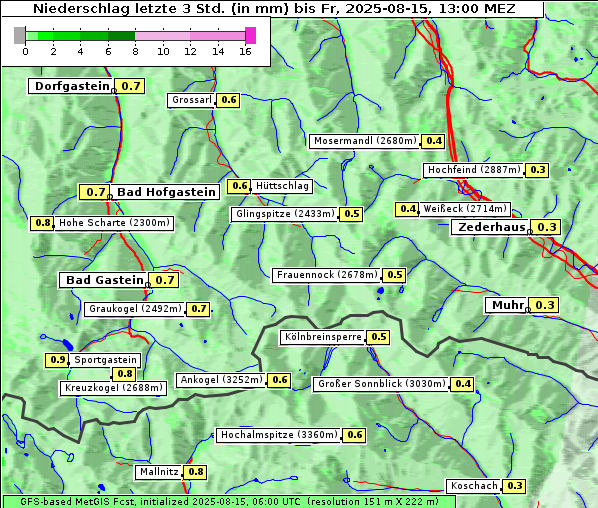 Niederschlag, 15. 8. 2025