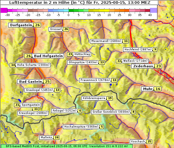 Temperatur, 15. 8. 2025
