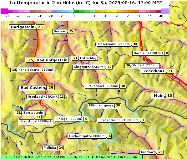 Temperatur, 16. 8. 2025