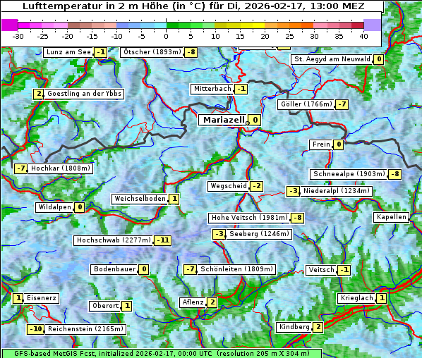Temperatur, 17. 2. 2026