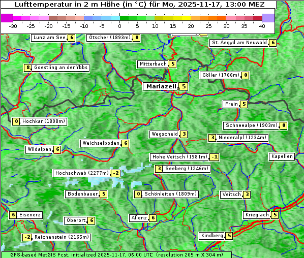 Temperatur, 17. 11. 2025