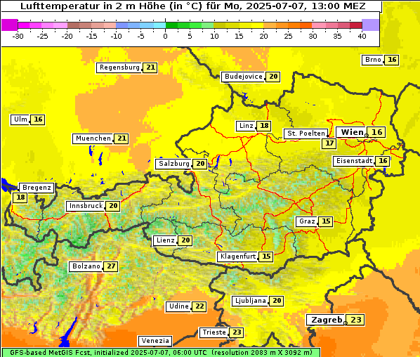 Temperatur, 7. 7. 2025