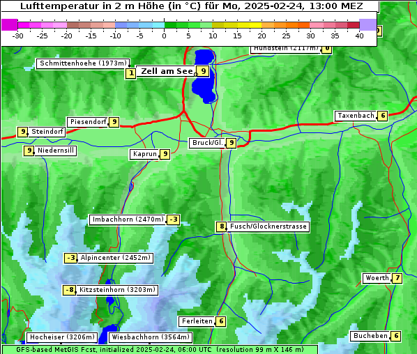 Temperatur, 24. 2. 2025