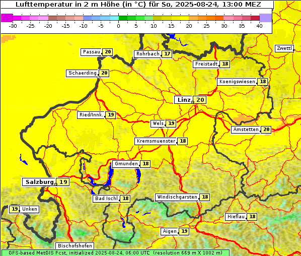 Temperatur, 24. 8. 2025