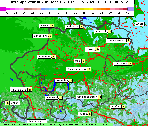 Temperatur, 31. 1. 2026