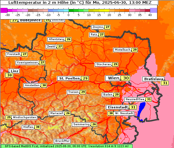 Temperatur, 30. 6. 2025