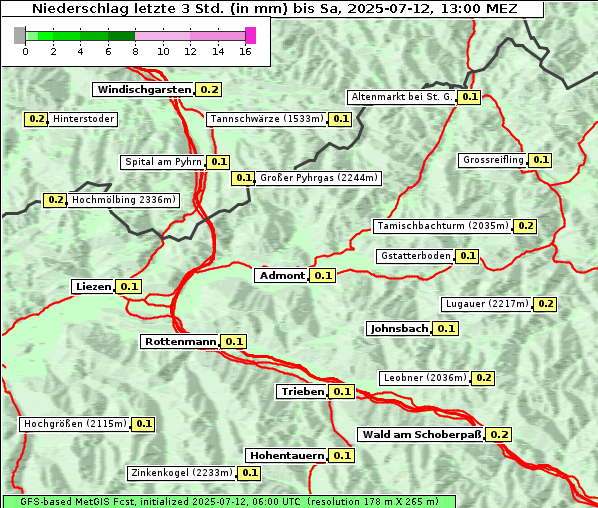 Niederschlag, 12. 7. 2025