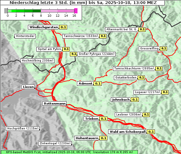 Niederschlag, 18. 10. 2025