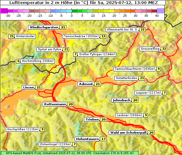 Temperatur, 12. 7. 2025