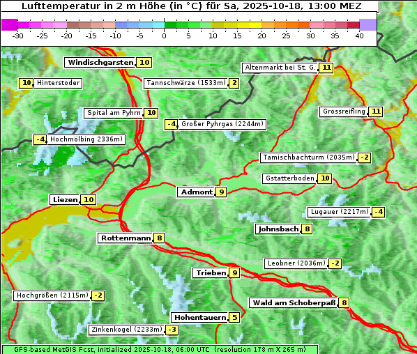 Temperatur, 18. 10. 2025