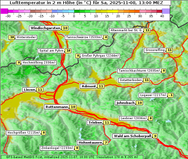 Temperatur, 8. 11. 2025