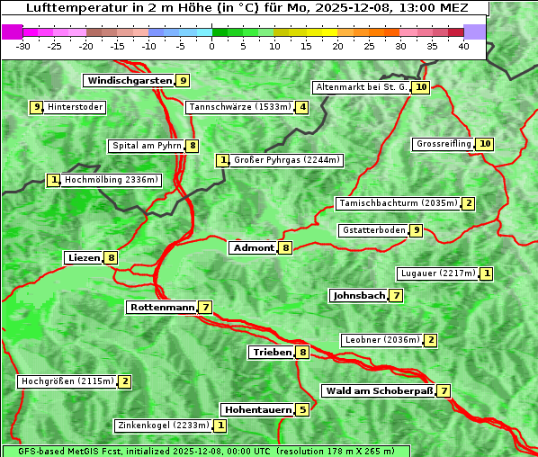 Temperatur, 8. 12. 2025