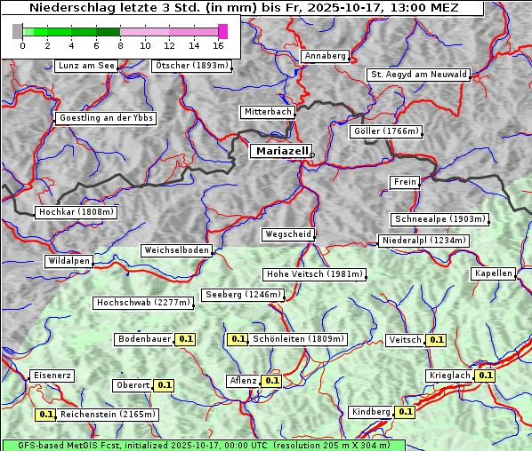 Niederschlag, 17. 10. 2025