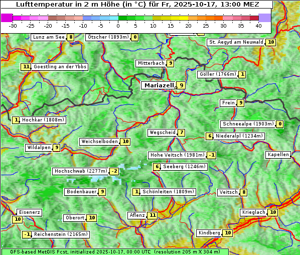 Temperatur, 17. 10. 2025