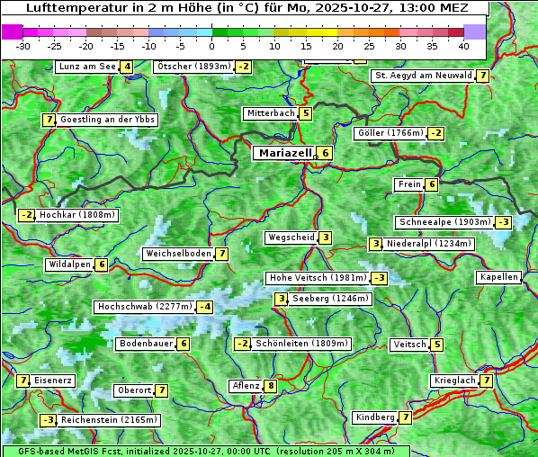 Temperatur, 27. 10. 2025