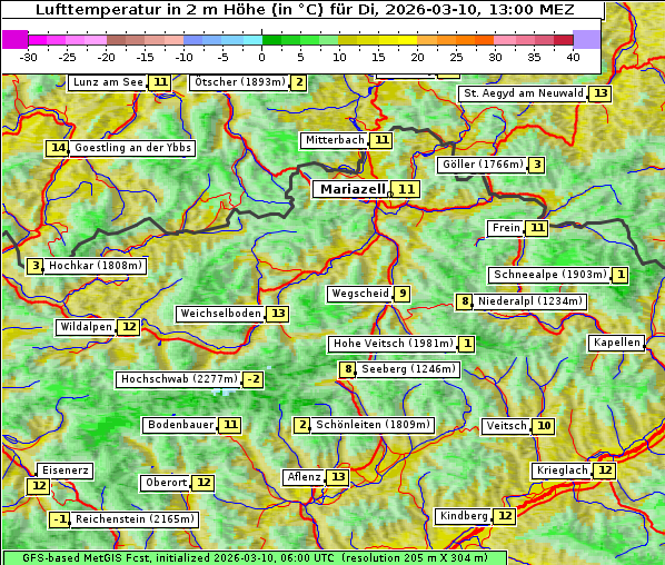 Temperatur, 10. 3. 2026