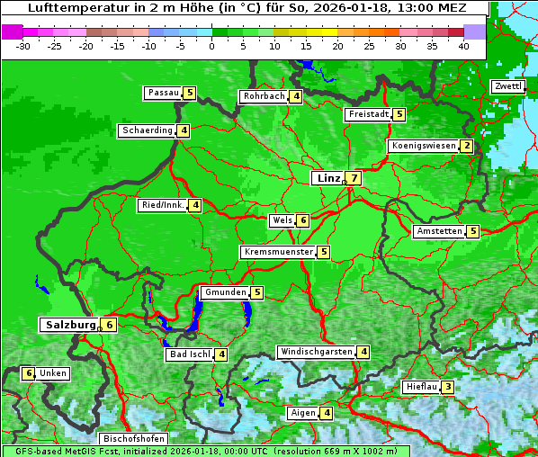 Temperatur, 18. 1. 2026