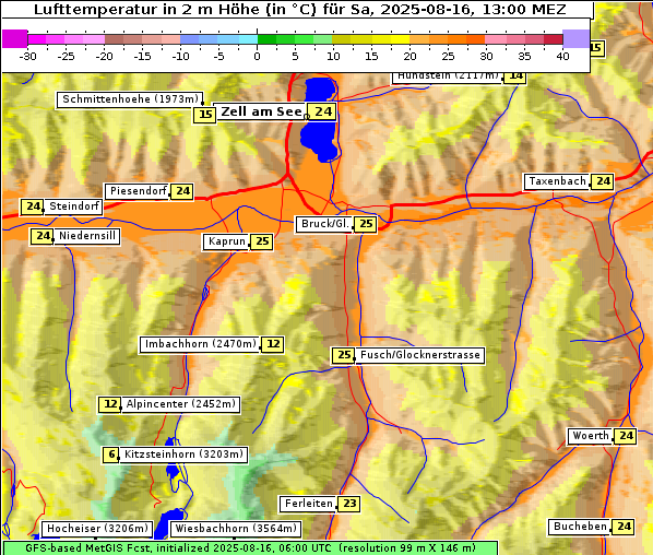 Temperatur, 16. 8. 2025