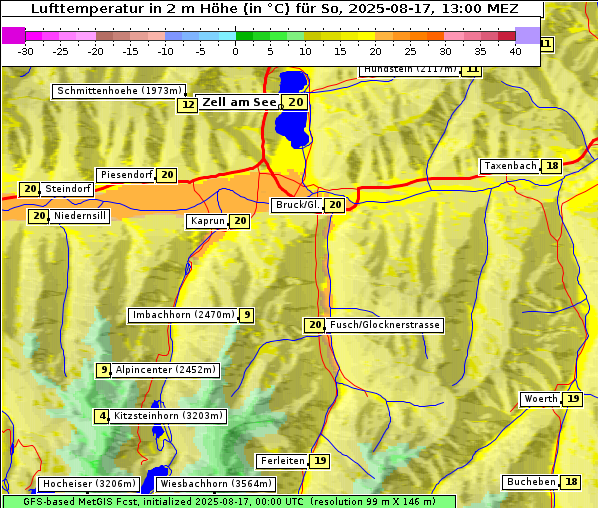 Temperatur, 17. 8. 2025