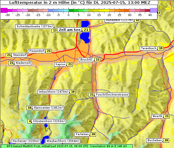 Temperatur, 15. 7. 2025