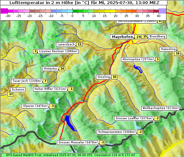 Temperatur, 30. 7. 2025