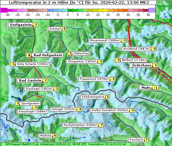 Temperatur, 22. 2. 2026