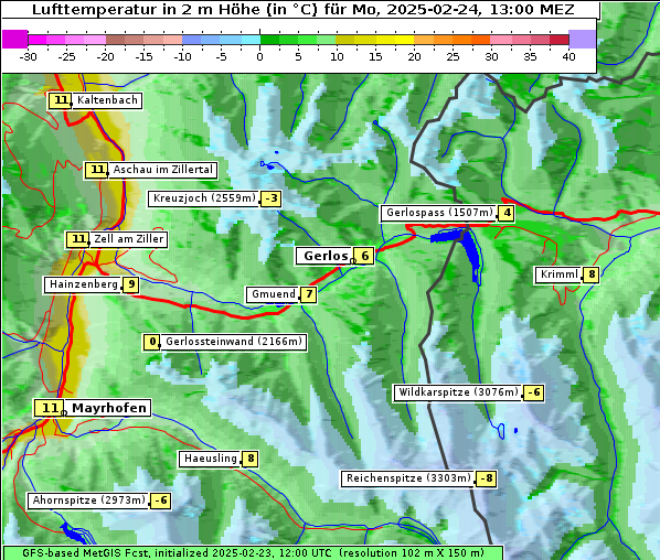 Temperatur, 24. 2. 2025