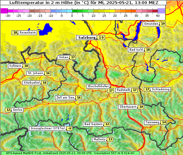 Temperatur, 21. 5. 2025