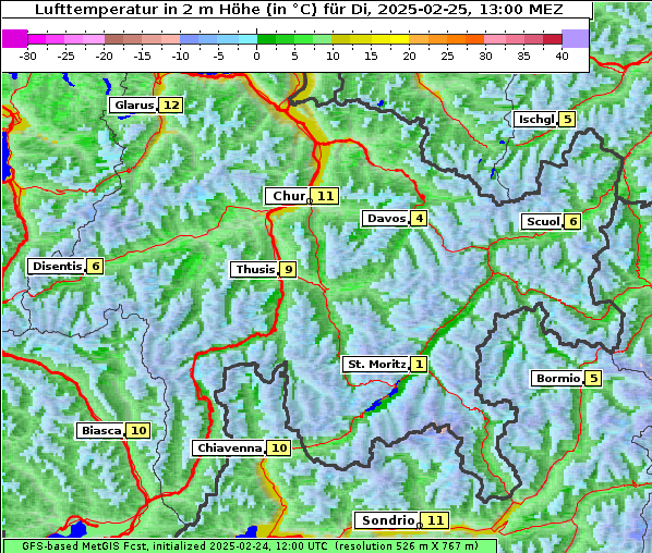 Temperatur, 25. 2. 2025