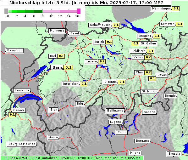 Niederschlag, 17. 3. 2025