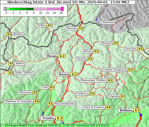 Niederschlag, 1. 9. 2025
