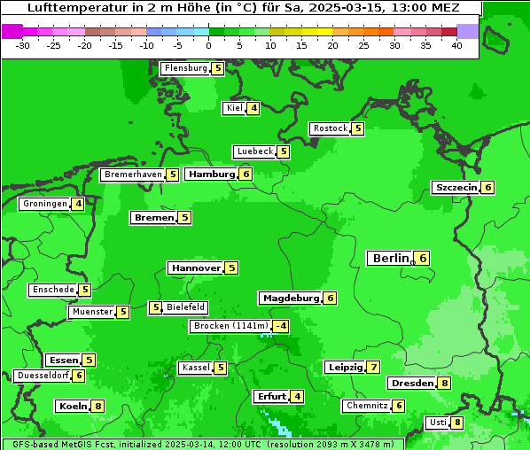 Temperatur, 15. 3. 2025