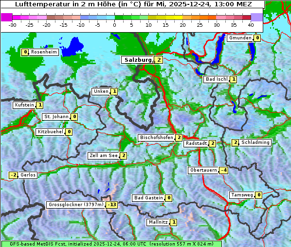 Temperatur, 24. 12. 2025