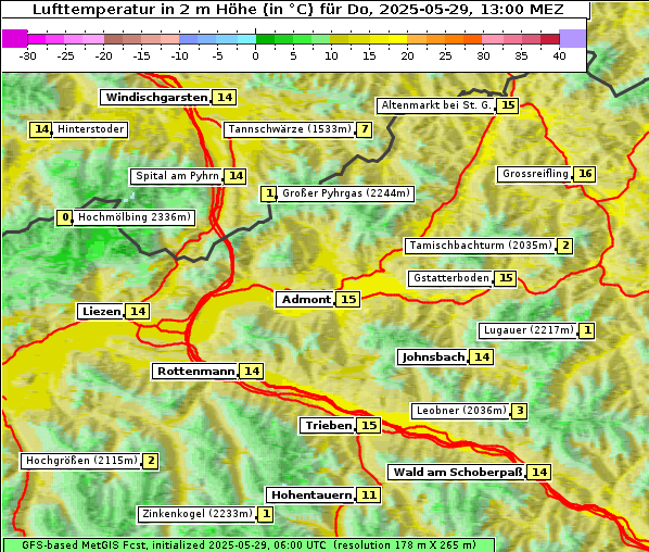 Temperatur, 29. 5. 2025