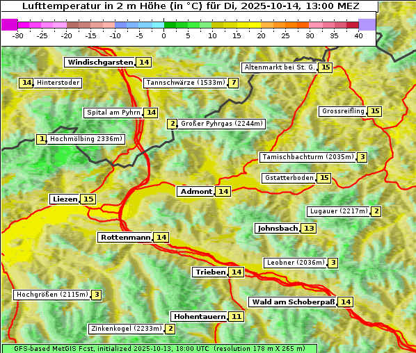 Temperatur, 14. 10. 2025