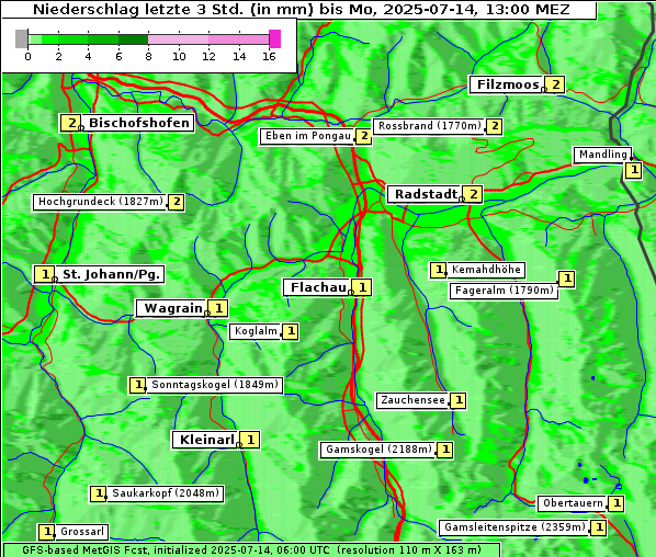 Niederschlag, 14. 7. 2025