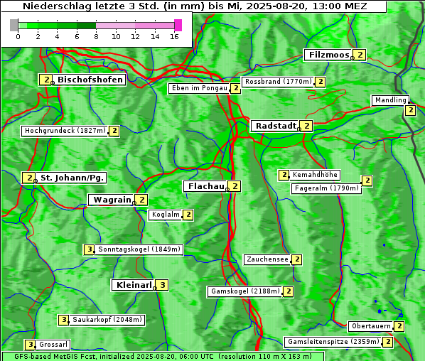 Niederschlag, 20. 8. 2025