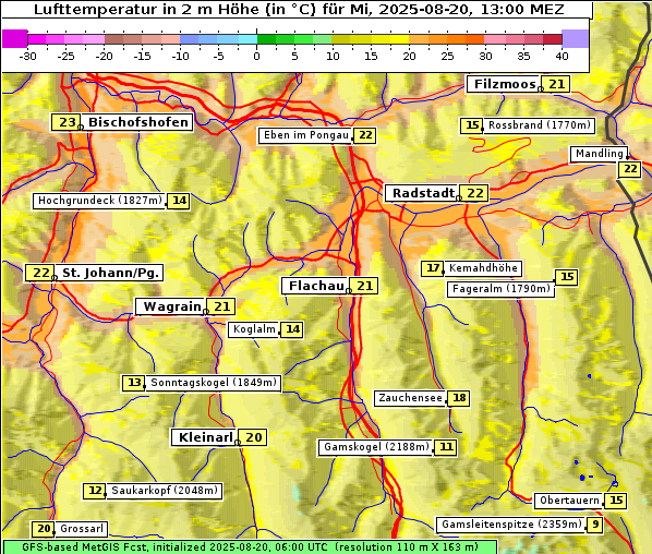Temperatur, 20. 8. 2025
