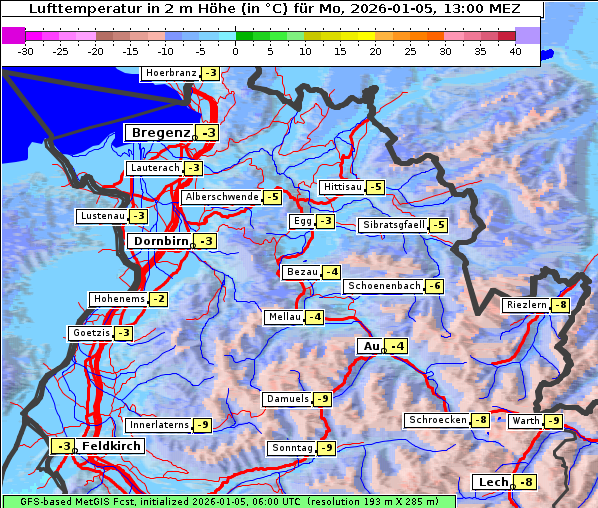 Temperatur, 5. 1. 2026